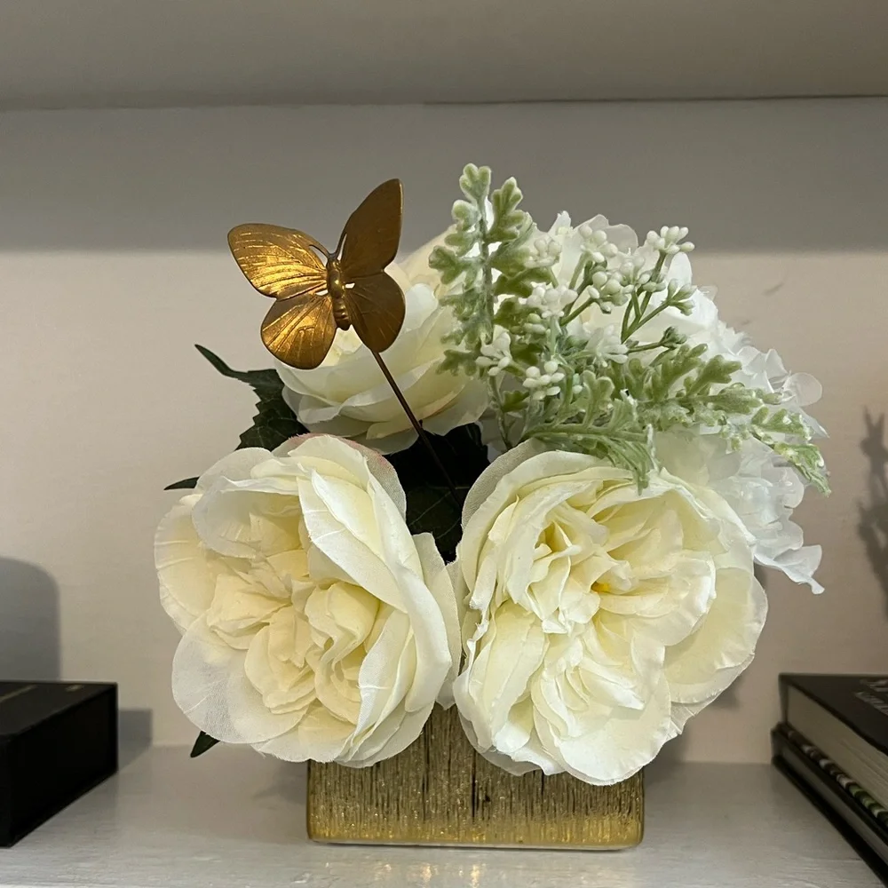 Vase with Faux Flowers